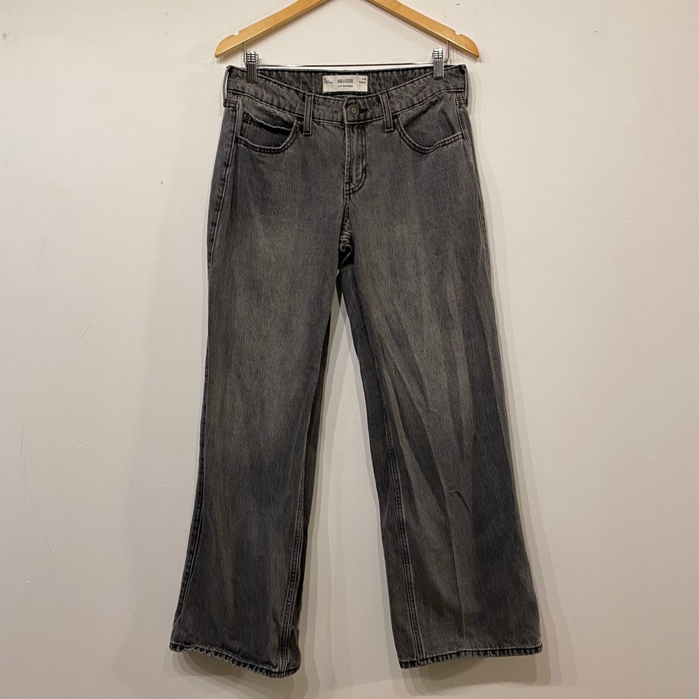 Hollister Low-Rise Baggy Grunge Y2K Skater Jeans Washed Grey Size 6R W28
